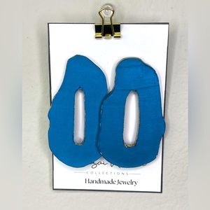 Teal organic shape earrings